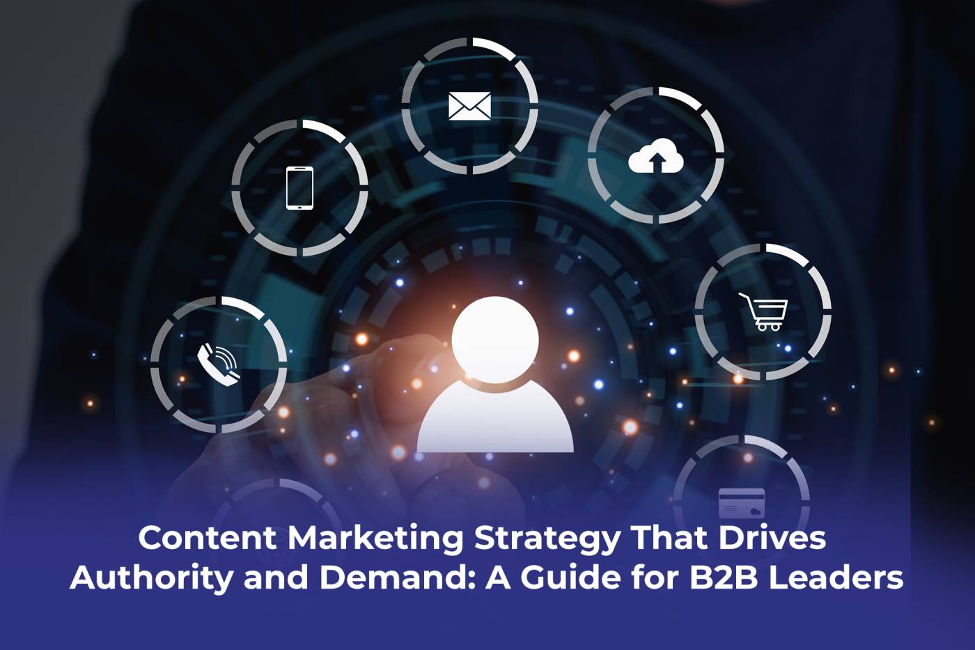 Illustration of B2B leaders planning a content marketing strategy to drive demand and authority