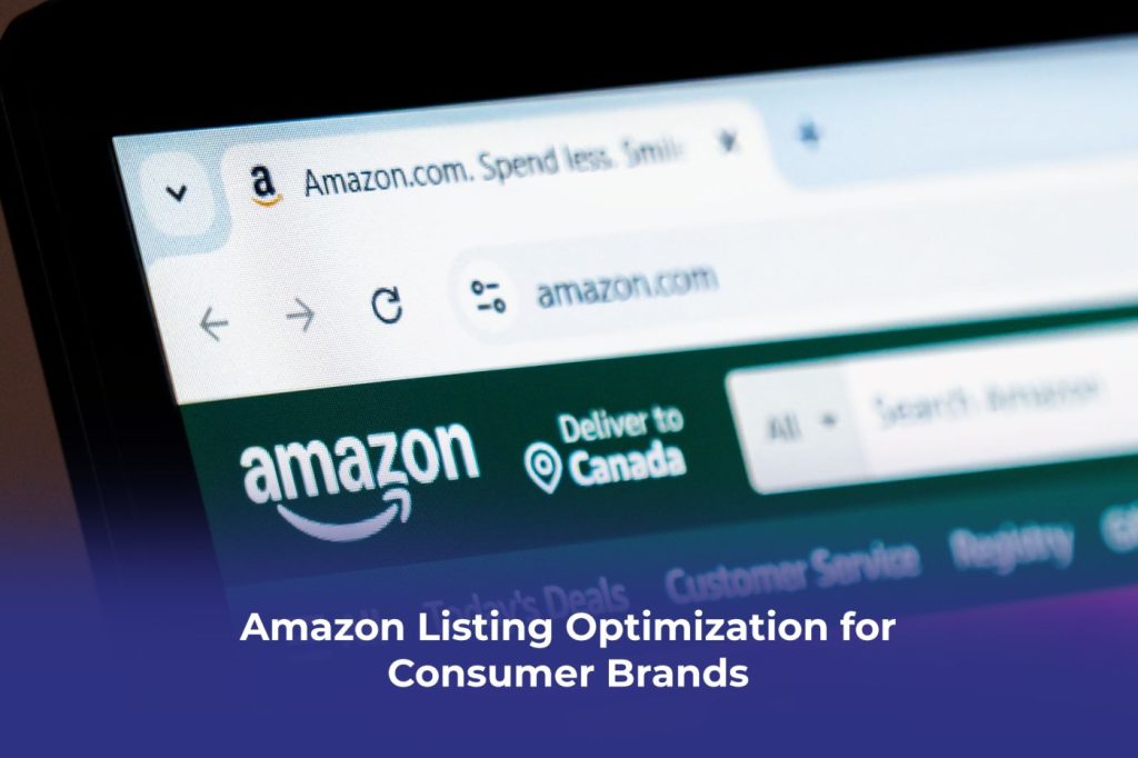 A brand manager reviewing Amazon listing optimization strategy including A plus content design and storefront layout for a consumer goods brand