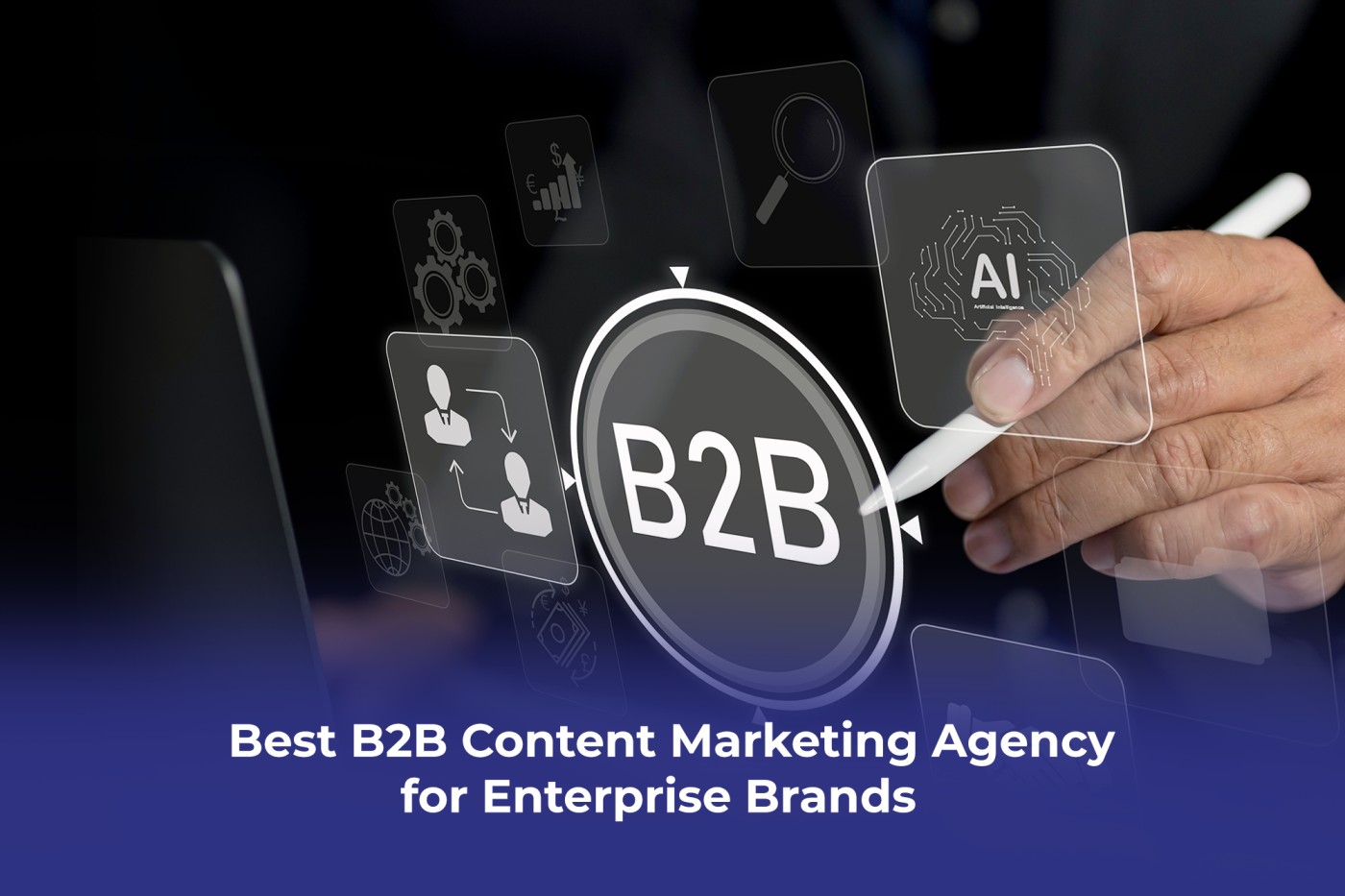 An enterprise CMO reviewing best B2B content marketing agency proposals with examples of strategic content work across FMCG financial services and professional body sectors